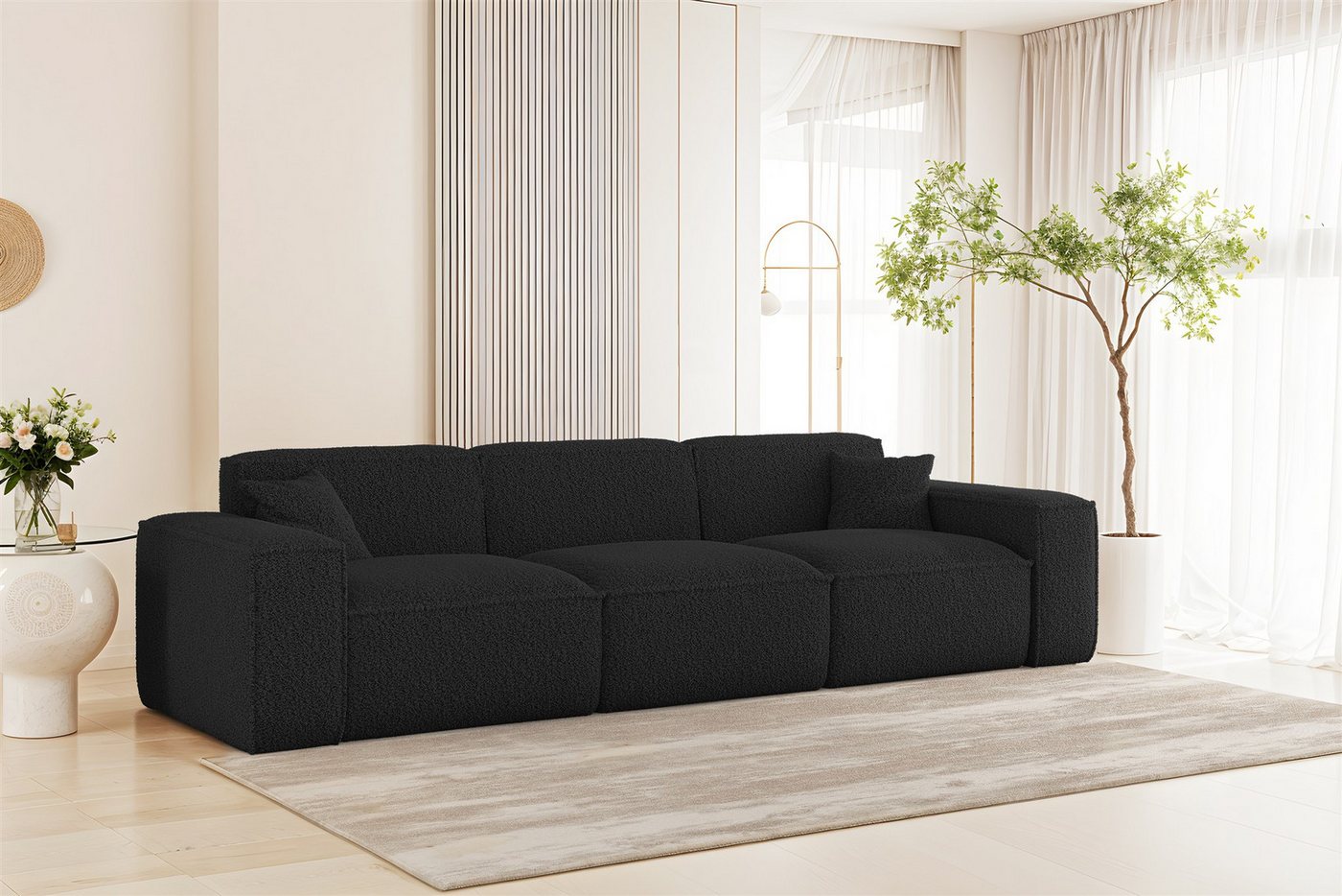 Fun Möbel 3-Sitzer Sofa Designersofa CELES PREMIUM in Stoff Sven, Rundumbezug, 2 x Zierkissen von Fun Möbel