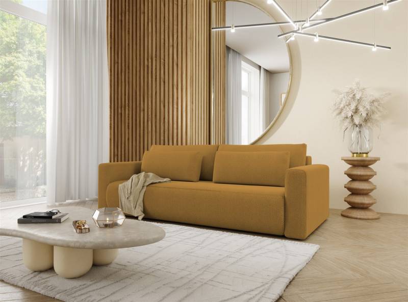 Fun Möbel 3-Sitzer Sofa Designersofa CHAIRA 3-Sitzer mit Schlaffunktion in Stoff Curio, inkl. Bettkasten, Rücken echt bezogen von Fun Möbel