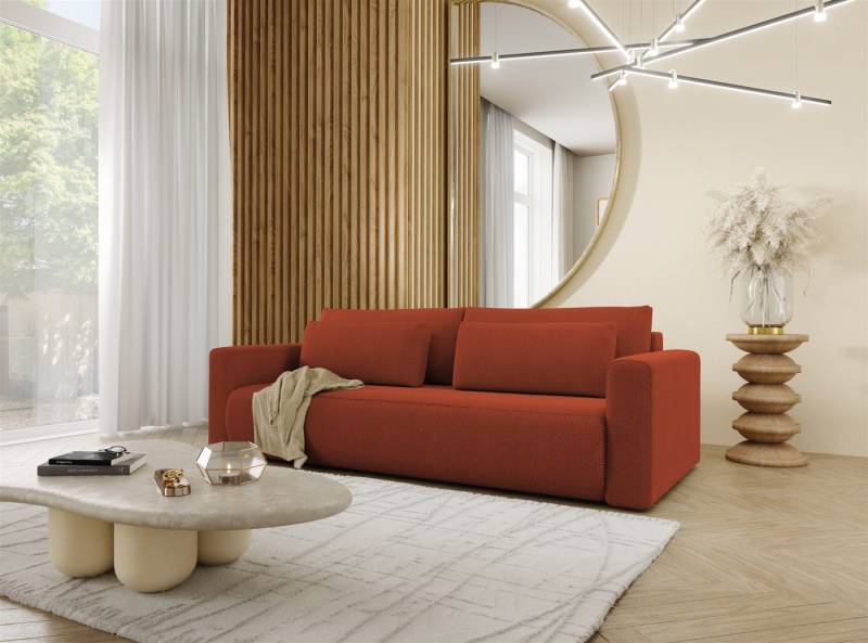 Fun Möbel 3-Sitzer Sofa Designersofa CHAIRA 3-Sitzer mit Schlaffunktion in Stoff Curio, inkl. Bettkasten, Rücken echt bezogen von Fun Möbel