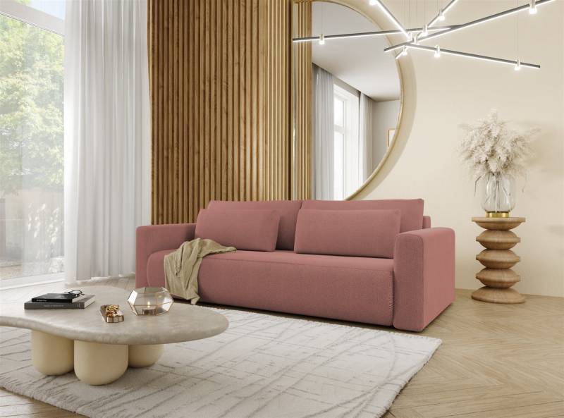Fun Möbel 3-Sitzer Sofa Designersofa CHAIRA 3-Sitzer mit Schlaffunktion in Stoff Curio, inkl. Bettkasten, Rücken echt bezogen von Fun Möbel
