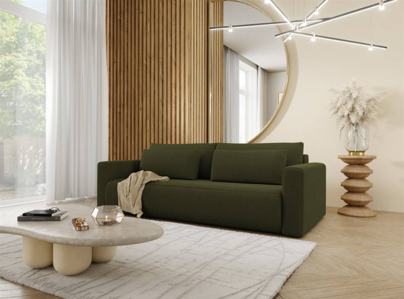 Fun Möbel 3-Sitzer Sofa Designersofa CHAIRA 3-Sitzer mit Schlaffunktion in Stoff Curio, inkl. Bettkasten, Rücken echt bezogen von Fun Möbel