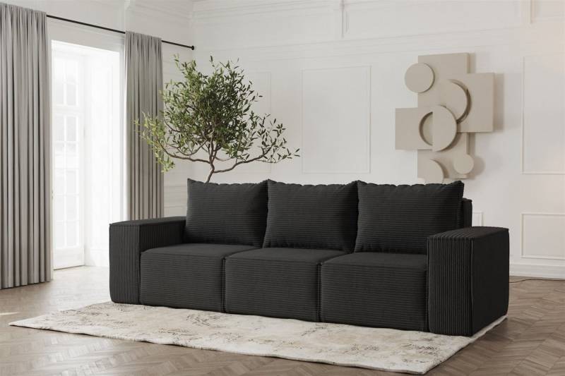 Fun Möbel 3-Sitzer Sofa Designersofa ESTELLE 3-Sitzer in Stoff, Rücken echt bezogen von Fun Möbel