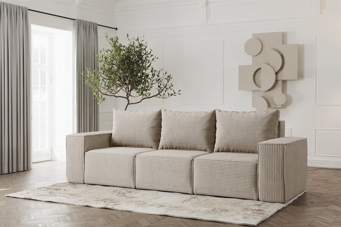 Fun Möbel 3-Sitzer Sofa Designersofa ESTELLE 3-Sitzer in Stoff, Rücken echt bezogen Fun Möbel 3-Sitzer Sofa Designersofa ESTELLE 3-Sitzer in Stoff, Rücken echt bezogen von Fun Möbel