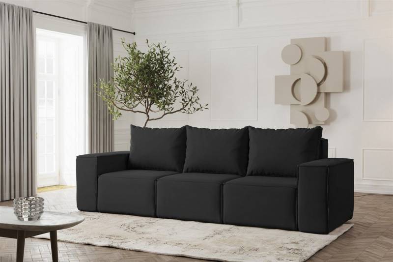Fun Möbel 3-Sitzer Sofa Designersofa ESTELLE 3-Sitzer in Stoff, Rücken echt bezogen von Fun Möbel