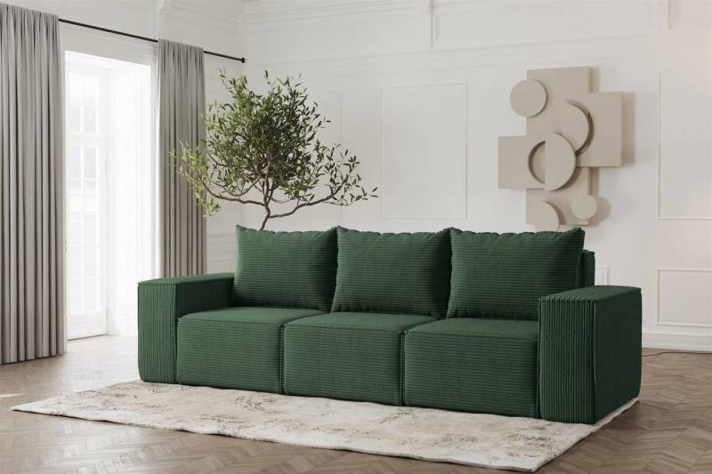 Fun Möbel 3-Sitzer Sofa Designersofa ESTELLE 3-Sitzer in Stoff, Rücken echt bezogen von Fun Möbel
