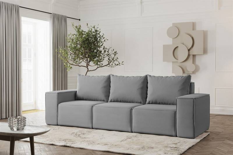 Fun Möbel 3-Sitzer Sofa Designersofa ESTELLE 3-Sitzer in Stoff, Rücken echt bezogen von Fun Möbel