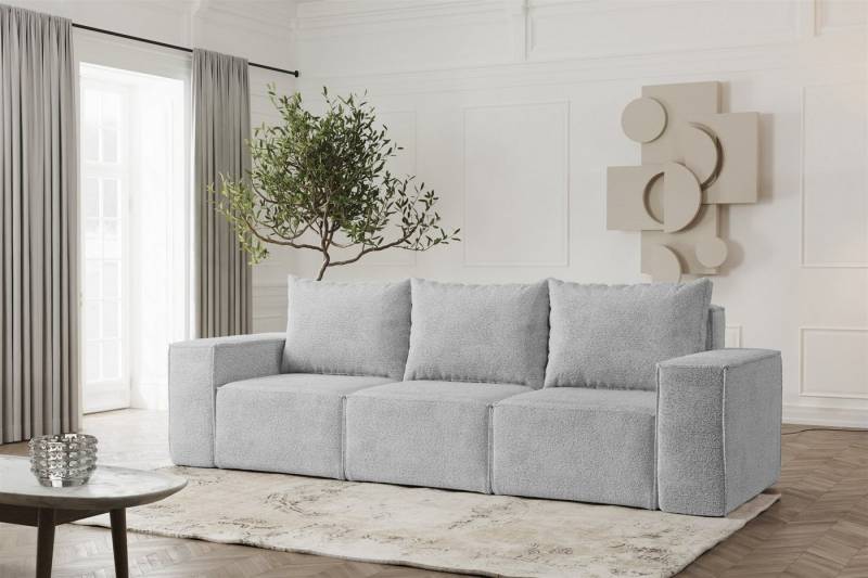 Fun Möbel 3-Sitzer Sofa Designersofa ESTELLE 3-Sitzer in Stoff Abriamo, Rücken echt bezogen von Fun Möbel