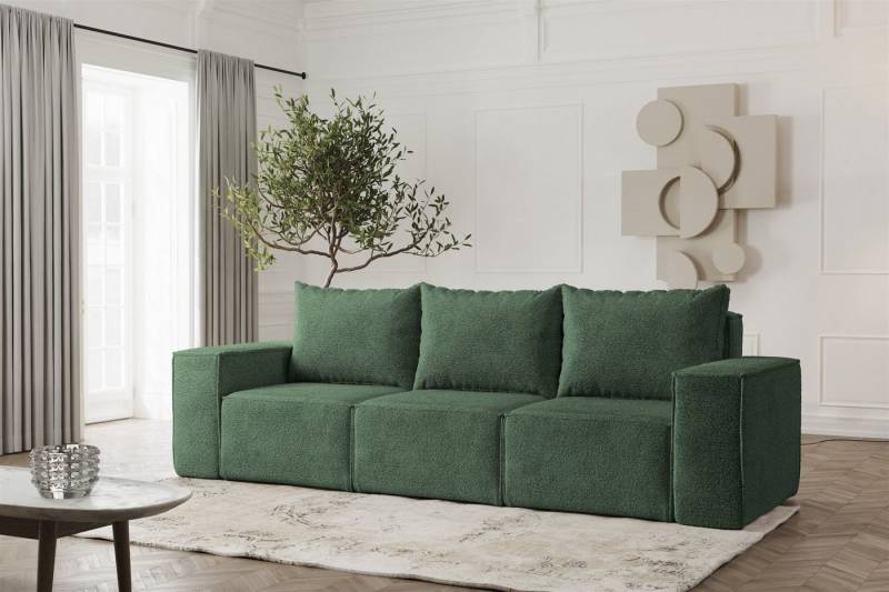 Fun Möbel 3-Sitzer Sofa Designersofa ESTELLE 3-Sitzer in Stoff Abriamo, Rücken echt bezogen von Fun Möbel