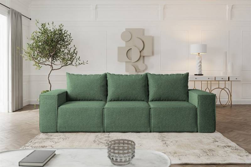 Fun Möbel 3-Sitzer Sofa Designersofa ESTELLE 3-Sitzer mit Schlaffunktion in Stoff Abriamo, inkl. Bettkasten, Rücken echt bezogen von Fun Möbel