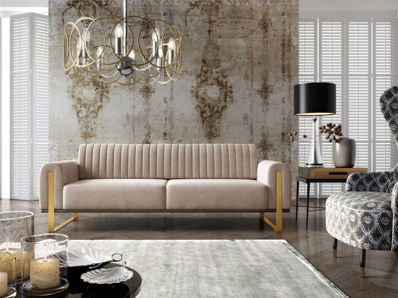 Fun Möbel 3-Sitzer Sofa Designersofa FUN MADINA in Stoff Elisa Velvet, auch im Set erhältlich, Rückenlehne verstellbar (Drehbar) von Fun Möbel