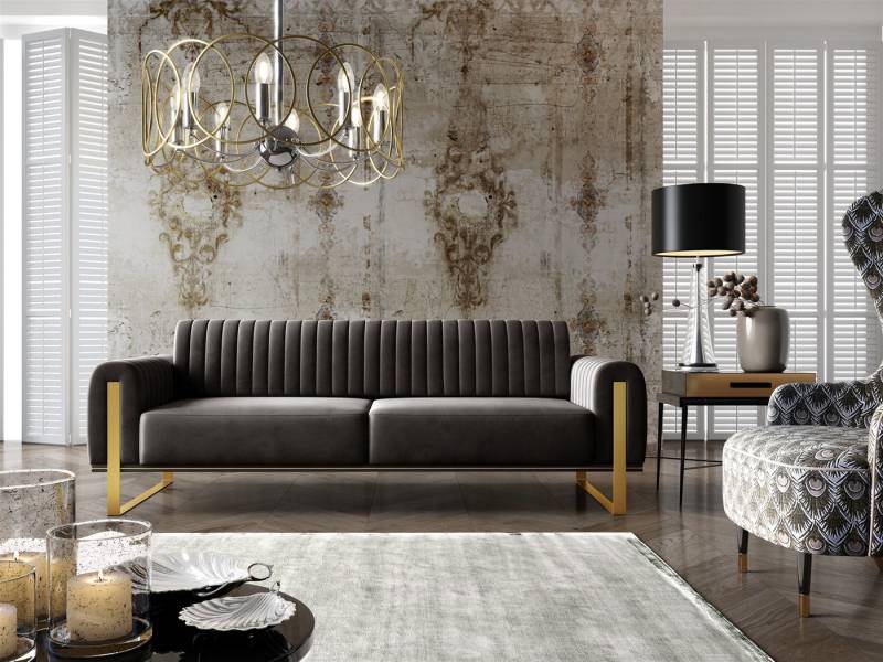 Fun Möbel 3-Sitzer Sofa Designersofa FUN MADINA in Stoff Elisa Velvet, auch im Set erhältlich, Rückenlehne verstellbar (Drehbar) von Fun Möbel