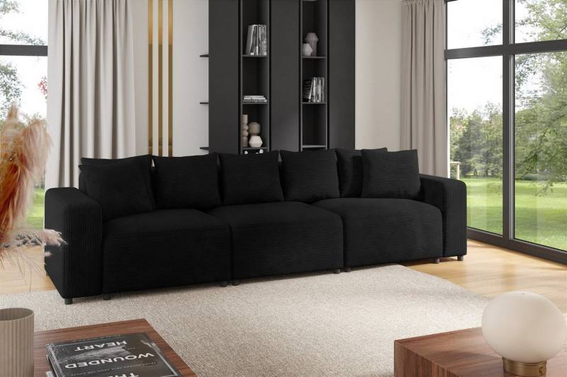 Fun Möbel 3-Sitzer Sofa Designersofa MEGAN 3-Sitzer in Stoff Poso, inkl. 7 Zierkissen, Rücken echt bezogen von Fun Möbel