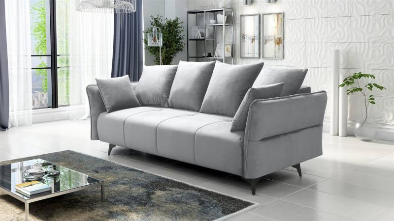 Fun Möbel 3-Sitzer Sofa Designersofa SADIE 3-Sitzer mit Schlaffunktion in Stoff Element, inkl. Bettkasten, Rücken echt bezogen von Fun Möbel
