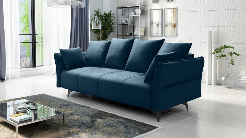 Fun Möbel 3-Sitzer Sofa Designersofa SADIE 3-Sitzer mit Schlaffunktion in Stoff Element, inkl. Bettkasten, Rücken echt bezogen von Fun Möbel