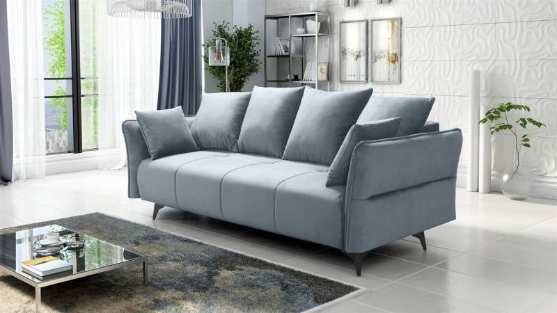 Fun Möbel 3-Sitzer Sofa Designersofa SADIE 3-Sitzer mit Schlaffunktion in Stoff Element, inkl. Bettkasten, Rücken echt bezogen von Fun Möbel