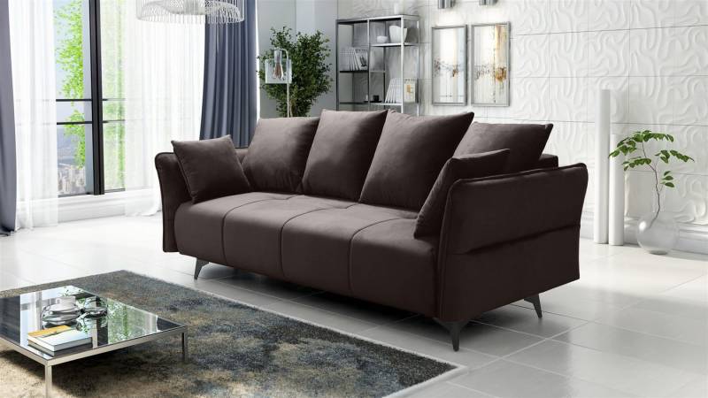 Fun Möbel 3-Sitzer Sofa Designersofa SADIE 3-Sitzer mit Schlaffunktion in Stoff Element, inkl. Bettkasten, Rücken echt bezogen von Fun Möbel