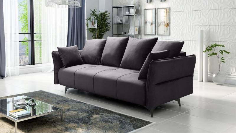 Fun Möbel 3-Sitzer Sofa Designersofa SADIE 3-Sitzer mit Schlaffunktion in Stoff Element, inkl. Bettkasten, Rücken echt bezogen von Fun Möbel
