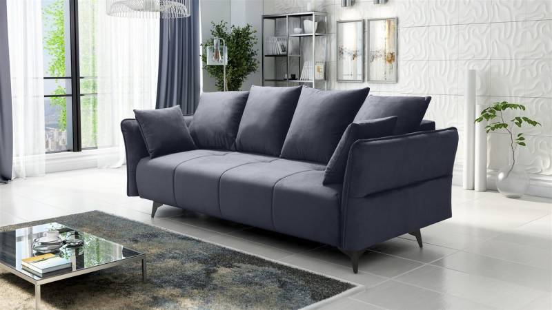 Fun Möbel 3-Sitzer Sofa Designersofa SADIE 3-Sitzer mit Schlaffunktion in Stoff Element, inkl. Bettkasten, Rücken echt bezogen von Fun Möbel