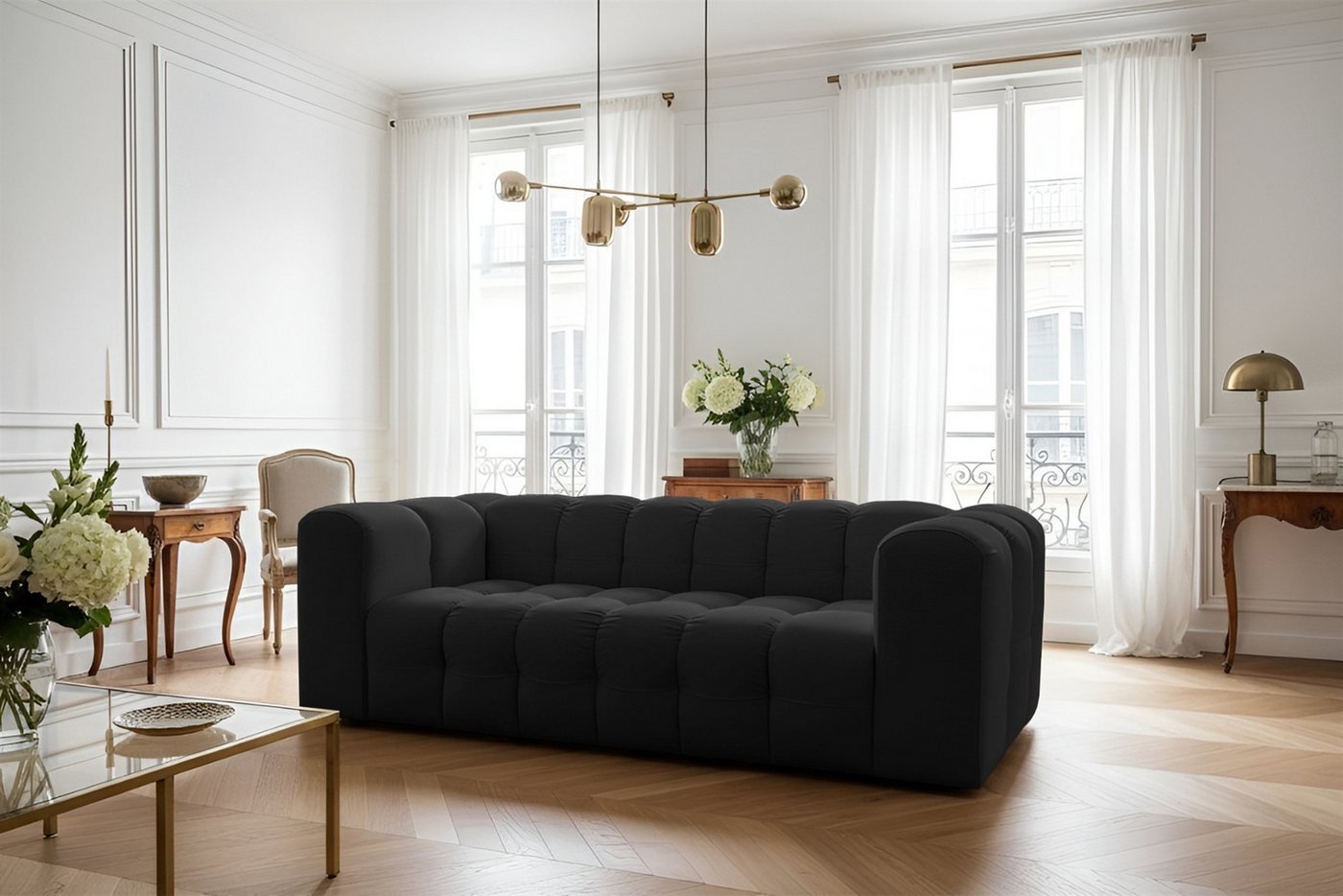 Fun Möbel 3-Sitzer Sofa Designersofa SOLVIE, Stoff Moly oder Tiffani, Sofa-Rücken echt bezogen Fun Möbel 3-Sitzer Sofa Designersofa SOLVIE, Stoff Moly oder Tiffani, Sofa-Rücken echt bezogen von Fun Möbel