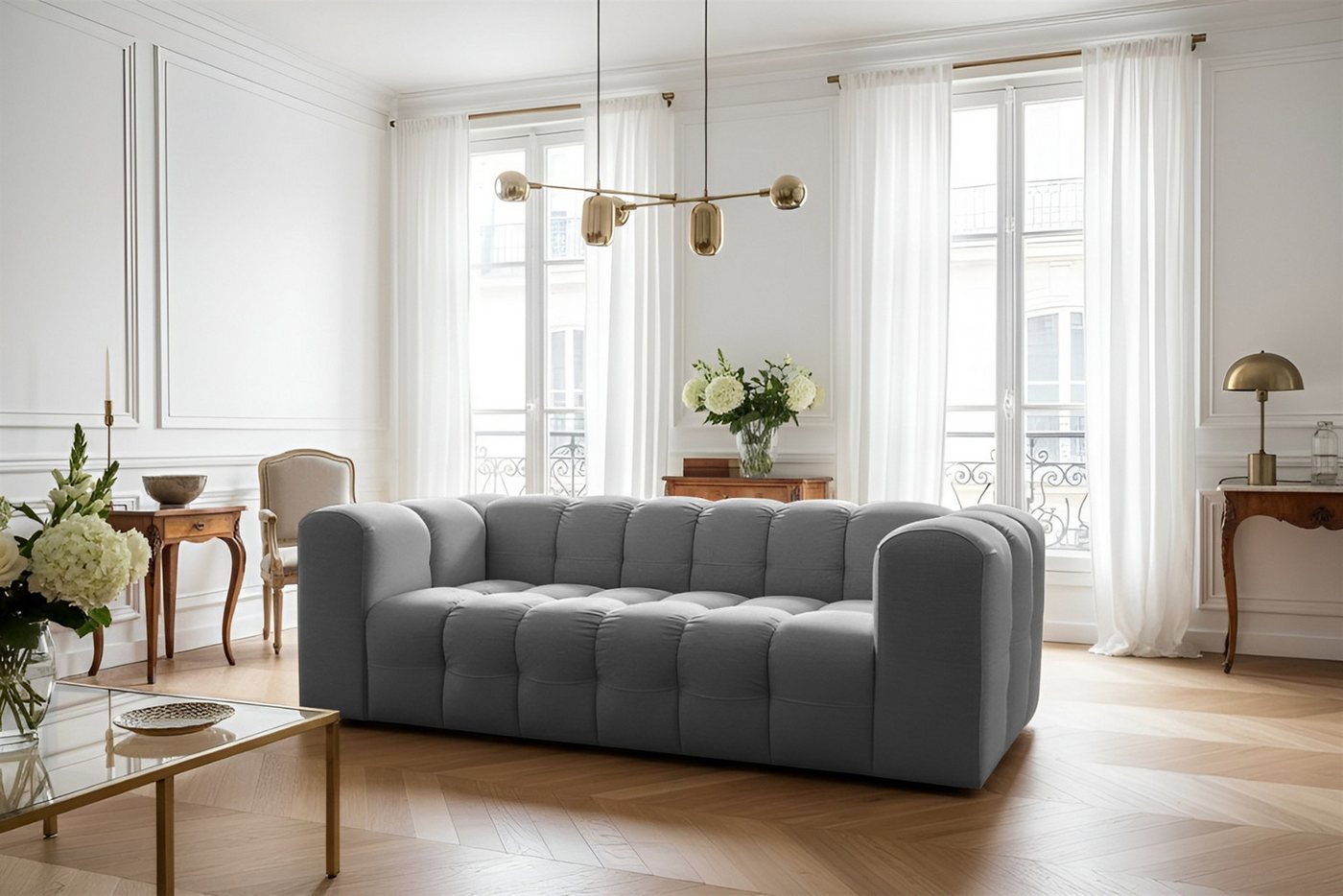 Fun Möbel 3-Sitzer Sofa Designersofa SOLVIE, Stoff Moly oder Tiffani, Sofa-Rücken echt bezogen Fun Möbel 3-Sitzer Sofa Designersofa SOLVIE, Stoff Moly oder Tiffani, Sofa-Rücken echt bezogen von Fun Möbel