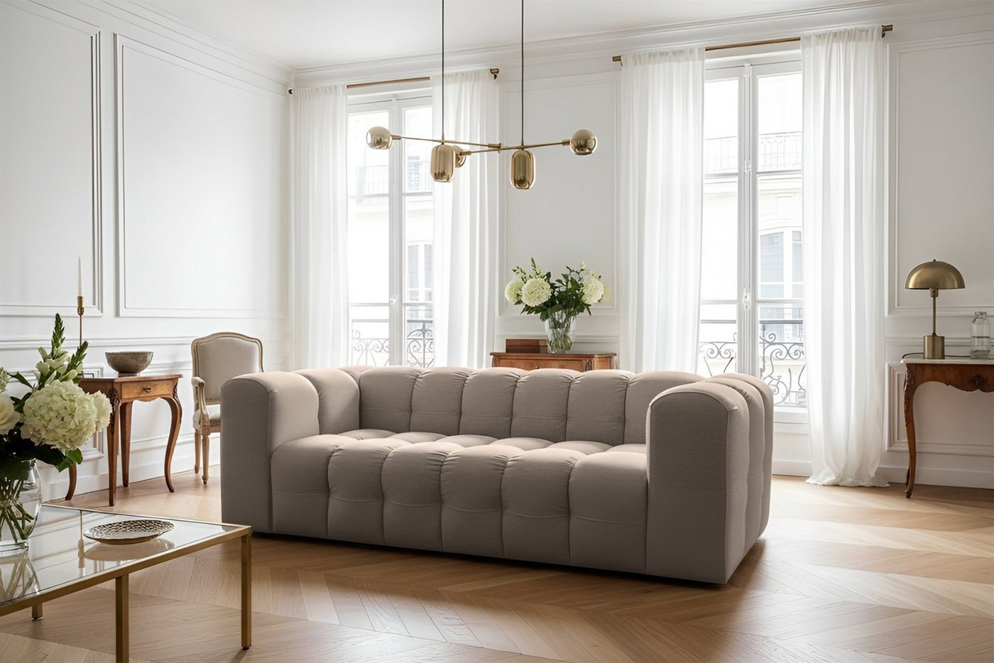 Fun Möbel 3-Sitzer Sofa Designersofa SOLVIE, Stoff Moly oder Tiffani, Sofa-Rücken echt bezogen Fun Möbel 3-Sitzer Sofa Designersofa SOLVIE, Stoff Moly oder Tiffani, Sofa-Rücken echt bezogen von Fun Möbel