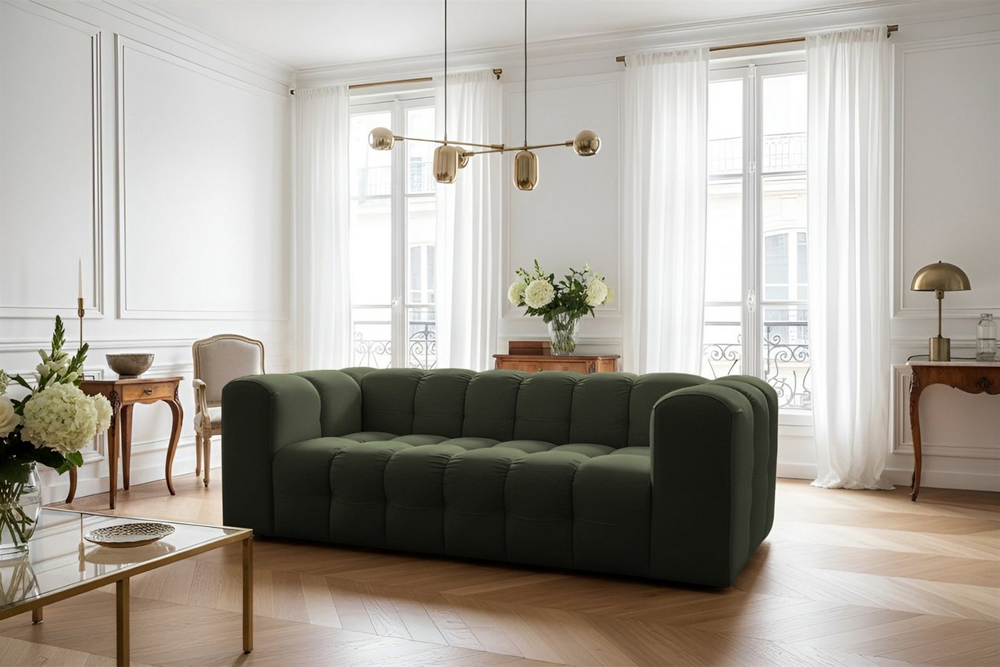 Fun Möbel 3-Sitzer Sofa Designersofa SOLVIE, Stoff Moly oder Tiffani, Sofa-Rücken echt bezogen Fun Möbel 3-Sitzer Sofa Designersofa SOLVIE, Stoff Moly oder Tiffani, Sofa-Rücken echt bezogen von Fun Möbel