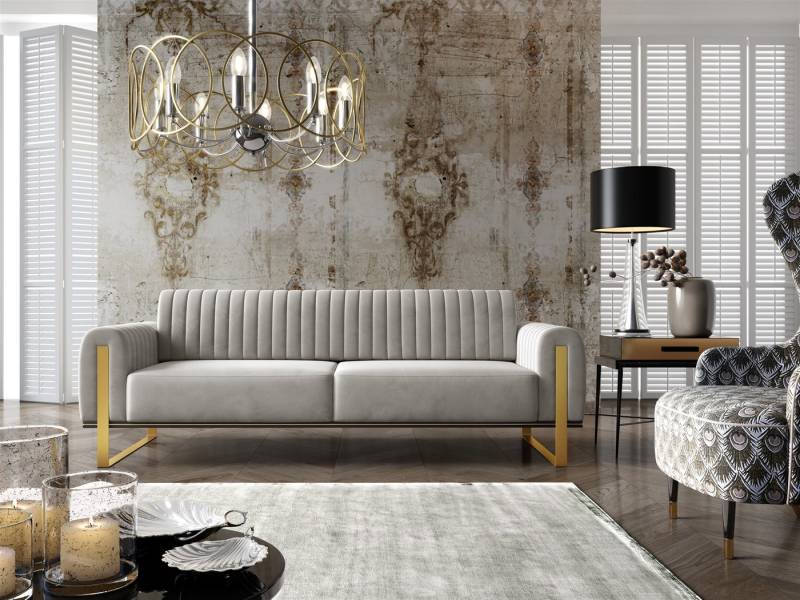 Fun Möbel 3-Sitzer Sofa Designersofa VALERIE in Stoff Elisa Velvet, auch im Set erhältlich, Verstellbare Rückenlehne von Fun Möbel