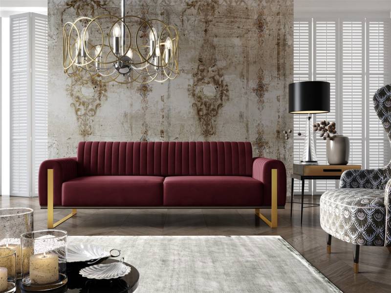 Fun Möbel 3-Sitzer Sofa Designersofa VALERIE in Stoff Elisa Velvet, auch im Set erhältlich, Verstellbare Rückenlehne von Fun Möbel
