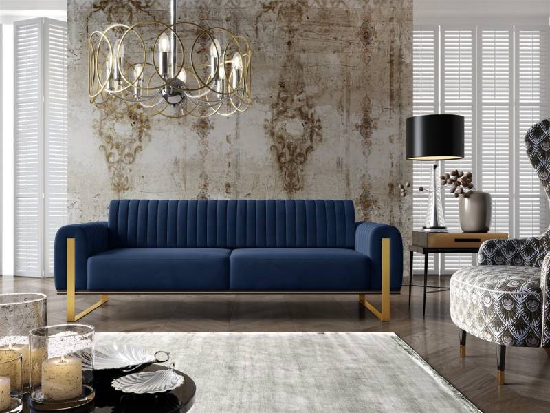 Fun Möbel 3-Sitzer Sofa Designersofa VALERIE in Stoff Elisa Velvet, auch im Set erhältlich, Verstellbare Rückenlehne von Fun Möbel