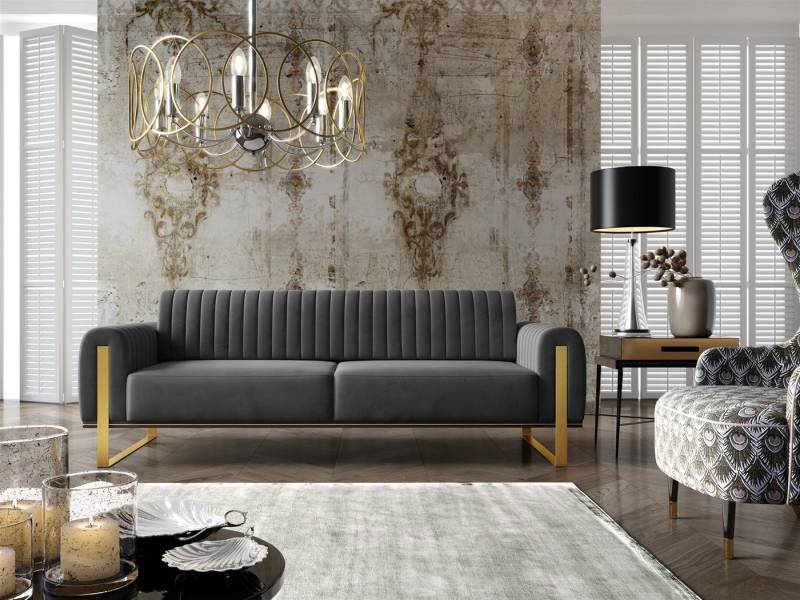 Fun Möbel 3-Sitzer Sofa Designersofa VALERIE in Stoff Elisa Velvet, auch im Set erhältlich, Verstellbare Rückenlehne von Fun Möbel