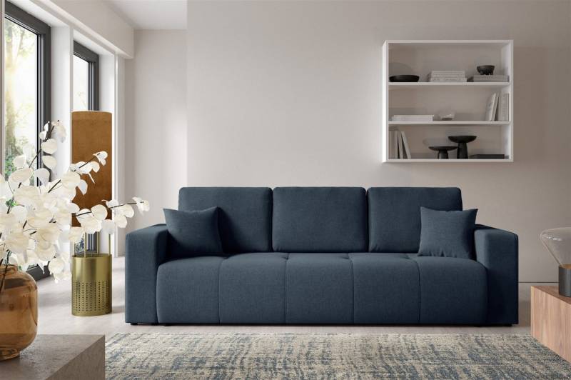 Fun Möbel 3-Sitzer Sofa mit Schlaffunktion AUGUSTO in Stoff Wind, inkl. Bettkasten, Inkl. 2 Rücken- und 2 Zierkissen von Fun Möbel