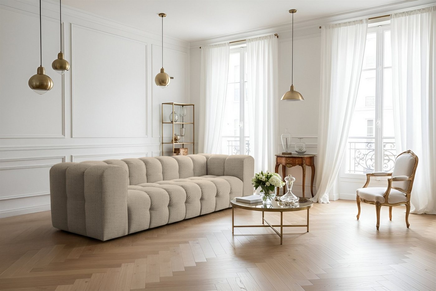 Fun Möbel 4-Sitzer Sofa Designersofa FUN LEONOR, Stoff Moly oder Tiffani, Sofa-Rücken echt bezogen Fun Möbel 4-Sitzer Sofa Designersofa FUN LEONOR, Stoff Moly oder Tiffani, Sofa-Rücken echt bezogen von Fun Möbel