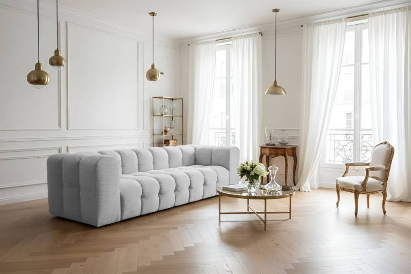 Fun Möbel 4-Sitzer Sofa Designersofa FUN LEONOR, Stoff Moly oder Tiffani, Sofa-Rücken echt bezogen Fun Möbel 4-Sitzer Sofa Designersofa FUN LEONOR, Stoff Moly oder Tiffani, Sofa-Rücken echt bezogen von Fun Möbel