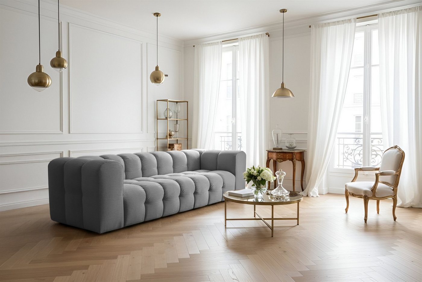 Fun Möbel 4-Sitzer Sofa Designersofa SOLVIE, Stoff Moly oder Tiffani, Sofa-Rücken echt bezogen Fun Möbel 4-Sitzer Sofa Designersofa SOLVIE, Stoff Moly oder Tiffani, Sofa-Rücken echt bezogen von Fun Möbel