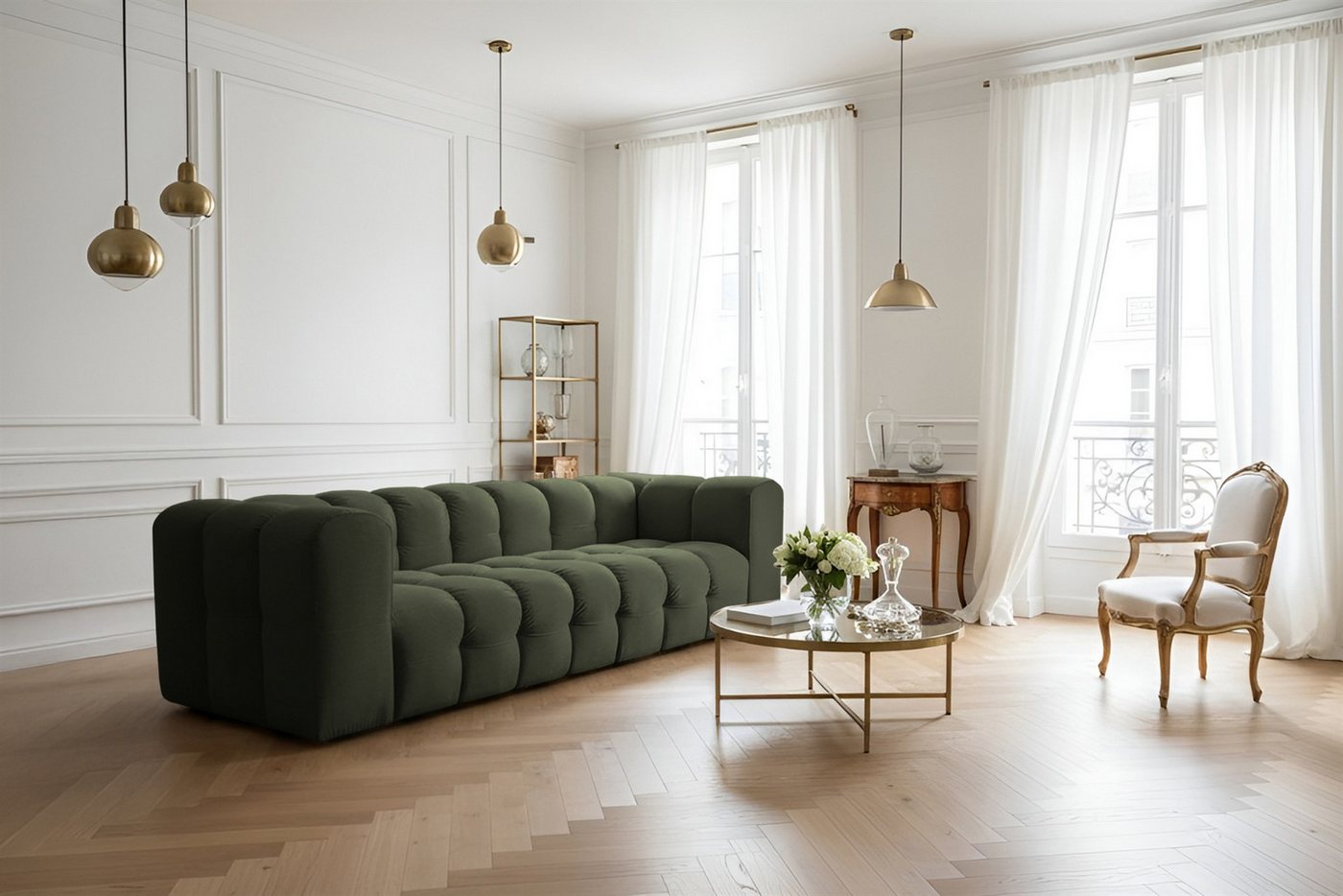 Fun Möbel 4-Sitzer Sofa Designersofa SOLVIE, Stoff Moly oder Tiffani, Sofa-Rücken echt bezogen Fun Möbel 4-Sitzer Sofa Designersofa SOLVIE, Stoff Moly oder Tiffani, Sofa-Rücken echt bezogen von Fun Möbel