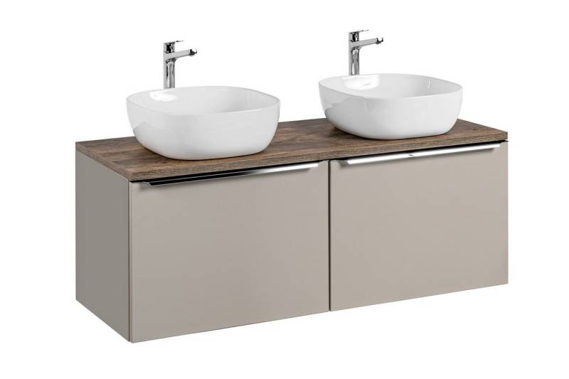 Fun Möbel Badmöbel-Set Unterschrank-Set AKAN 120cm 2/4 tlg in Taupe, (Set, 2-St., Mit oder ohne Aufsatzwaschbecken), Schubladen mit Soft-Close-System von Fun Möbel