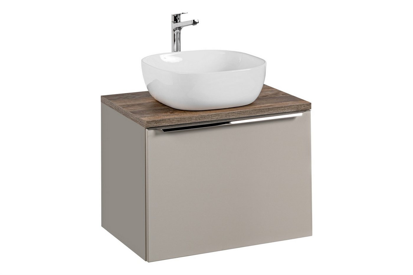 Fun Möbel Badmöbel-Set Unterschrank-Set AKAN 60cm 1/2 tlg in Taupe, (Set, 1-St., Mit oder ohne Aufsatzwaschbecken), Schubladen mit Soft-Close-System von Fun Möbel