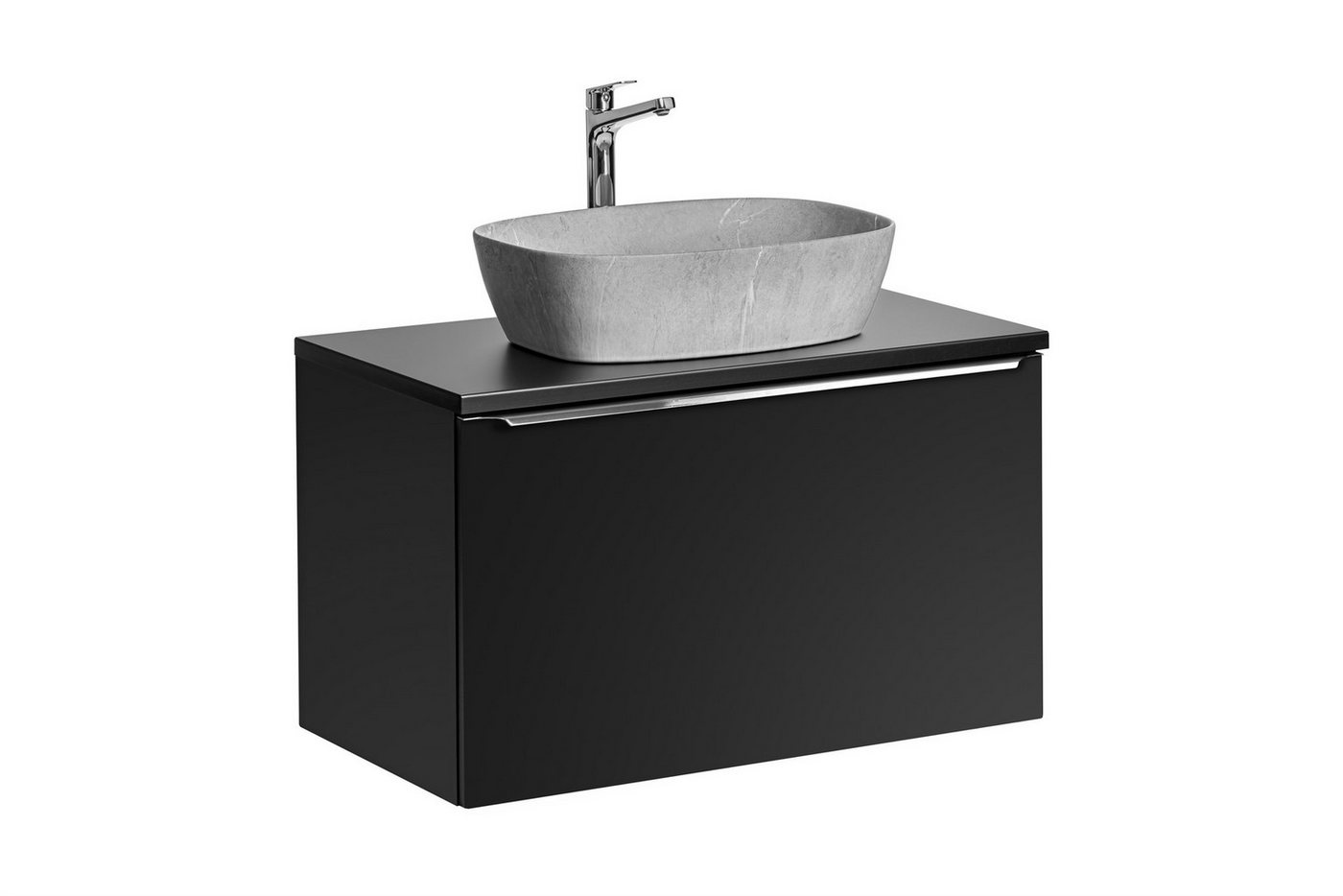 Fun Möbel Badmöbel-Set Unterschrank-Set AKAN 80cm 1/2 tlg in Schwarz, (Set, 1-St., Mit oder ohne Aufsatzwaschbecken), Schubladen mit Soft-Close-System von Fun Möbel