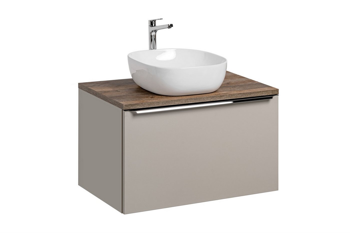Fun Möbel Badmöbel-Set Unterschrank-Set AKAN 80cm 1/2 tlg in Taupe, (Set, 2-St., Mit oder ohne Aufsatzwaschbecken), Schubladen mit Soft-Close-System von Fun Möbel