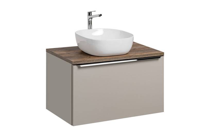 Fun Möbel Badmöbel-Set Unterschrank-Set AKAN 80cm 1/2 tlg in Taupe, (Set, 2-St., Mit oder ohne Aufsatzwaschbecken), Schubladen mit Soft-Close-System von Fun Möbel