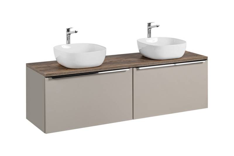 Fun Möbel Badmöbel-Set Waschtischunterschrank AKAN 2/4 tlg in Taupe, (Set, 2-St., Mit oder ohne Aufsatzwaschbecken), Schubladen mit Soft-Close-System von Fun Möbel