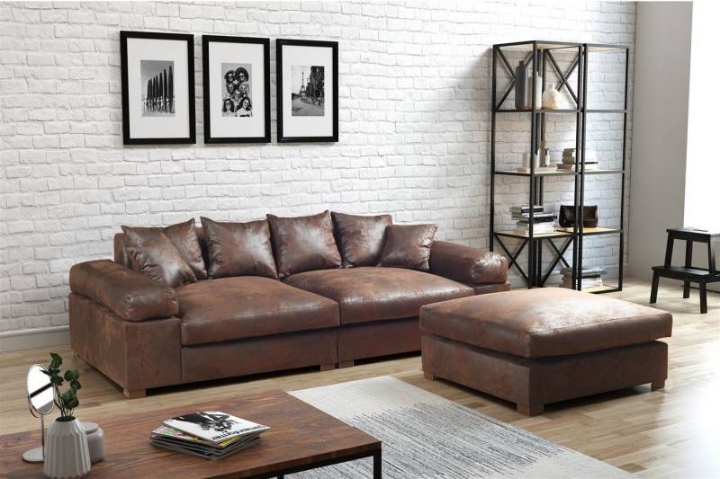 Fun Möbel Big-Sofa Big Sofa Couchgarnitur Megasofa Riesensofa AREZZO inkl.Hocker, inkl. Hocker 1 Teile, Neue Stoffe unter der Artikelnummer: S0V8R0K8OM1P2 von Fun Möbel