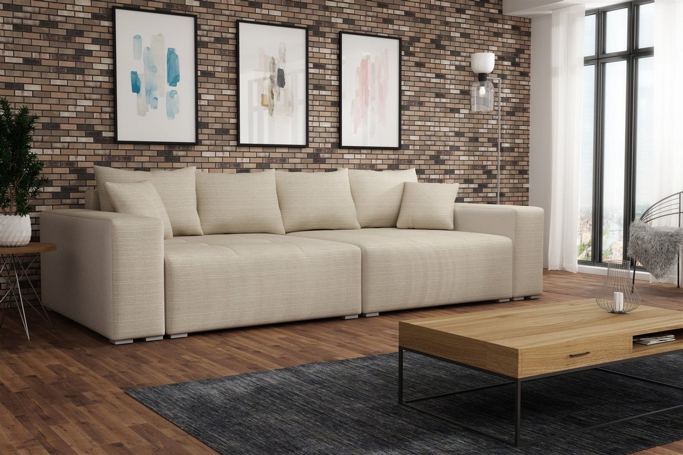 Fun Möbel Big-Sofa Big Sofa Couchgarnitur REGGIO Megasofa mit Schlaffunktion, 1 Teile, mit Schlaffunktion und Bettkästen von Fun Möbel