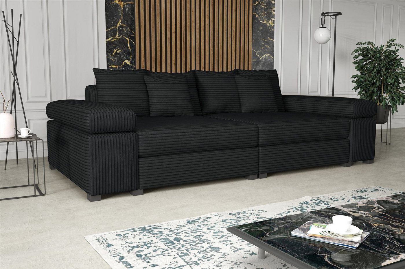 Fun Möbel Big-Sofa Couchgarnitur Megasofa Riesensofa AREZZO in Stoff, mit oder ohne Hocker, Kunstleder oder Vintage-look Artikelnummer: S072G0U59YIP2 von Fun Möbel