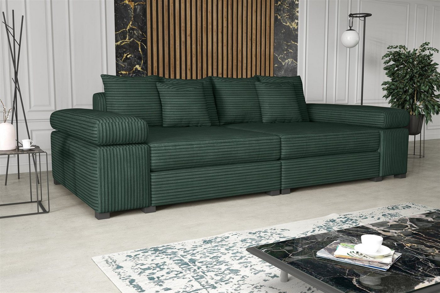 Fun Möbel Big-Sofa Couchgarnitur Megasofa Riesensofa AREZZO in Stoff, mit oder ohne Hocker, Kunstleder oder Vintage-look Artikelnummer: S072G0U59YIP2 von Fun Möbel