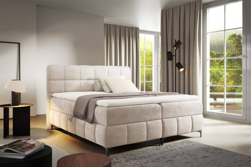 Fun Möbel Boxbett Bett Schlafzimmerbett FUN ADRIANA in Stoff Salvador, inkl. zwei Bettkästen und Topper von Fun Möbel