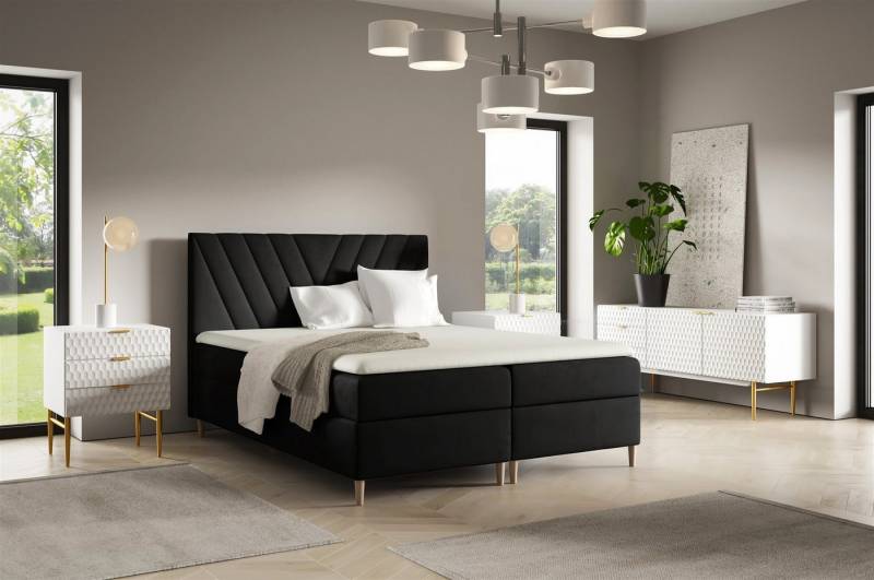 Fun Möbel Boxbett Bett Schlafzimmerbett FUN MARCIO PREMIUM Überlänge Stoff Fresh (220cm) (inkl. Viscoschaumtopper, Inkl. Taschenfederkernmatratze), inkl. 2 x Bettkasten von Fun Möbel