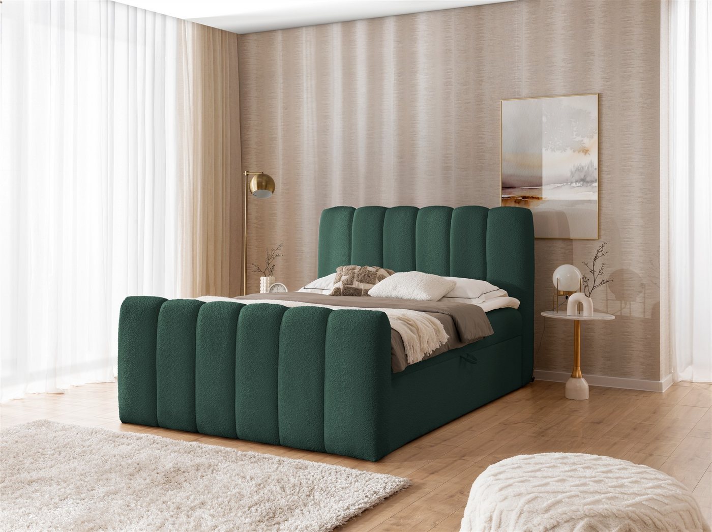 Fun Möbel Boxbett Bett Schlafzimmerbett FUN NELSON Stoff Catch Me (inkl. Bonellfederkernmatratze, inkl. Bonellfederkernmatratze), inkl. 2 x Bettkasten von Fun Möbel