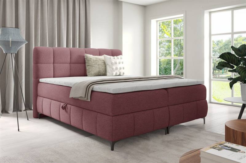 Fun Möbel Boxbett Boxspringbett Bett Schlafzimmerbett FUN ADRIANA in Stoff Aragon (auch in anderen Stoffen erhältlich), inkl. Bettkästen und Topper von Fun Möbel