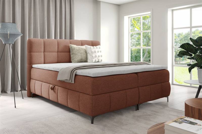 Fun Möbel Boxbett Boxspringbett Bett Schlafzimmerbett FUN ADRIANA in Stoff Aragon (auch in anderen Stoffen erhältlich), inkl. Bettkästen und Topper von Fun Möbel